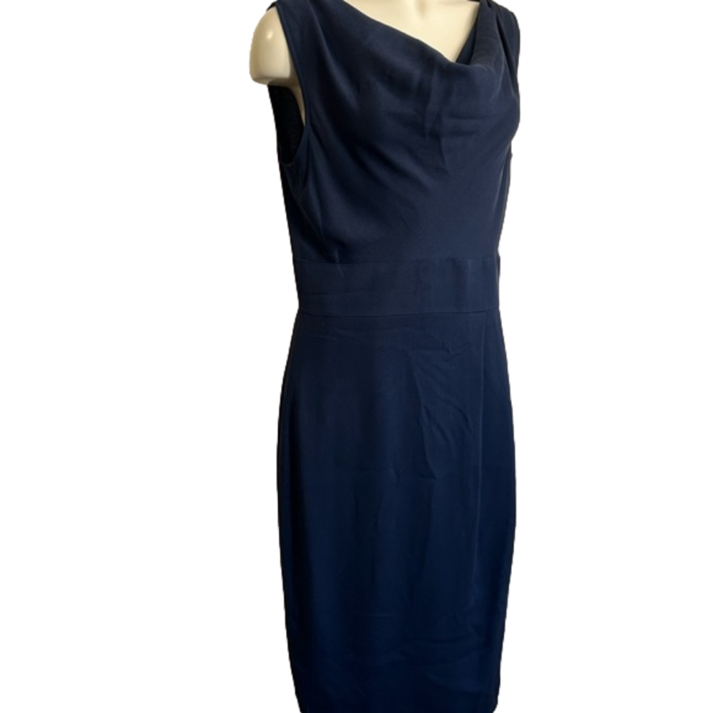 Magaschoni collection sleeveless 100% silk navy thin dress sz 12 NWT
